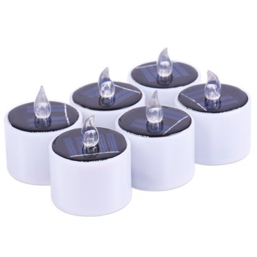 6PCS Romantic Solar Power LED Tea Lights Candle Flameless Candles LED Tealights for Home Decoration Garden Outdoor(Yellow Light)
