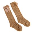 thumbnail image 2 of Faithtur Toddler Girls Summer Mesh Socks Solid Color Mid Tube Breathable Hollow Bows Princess Socks, 2 of 2