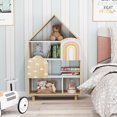 thumbnail image 2 of Gymax House-Shaped Kids Bookshelf 4-Tier Toy Storage Organizer w/ Open Compartments, 2 of 9