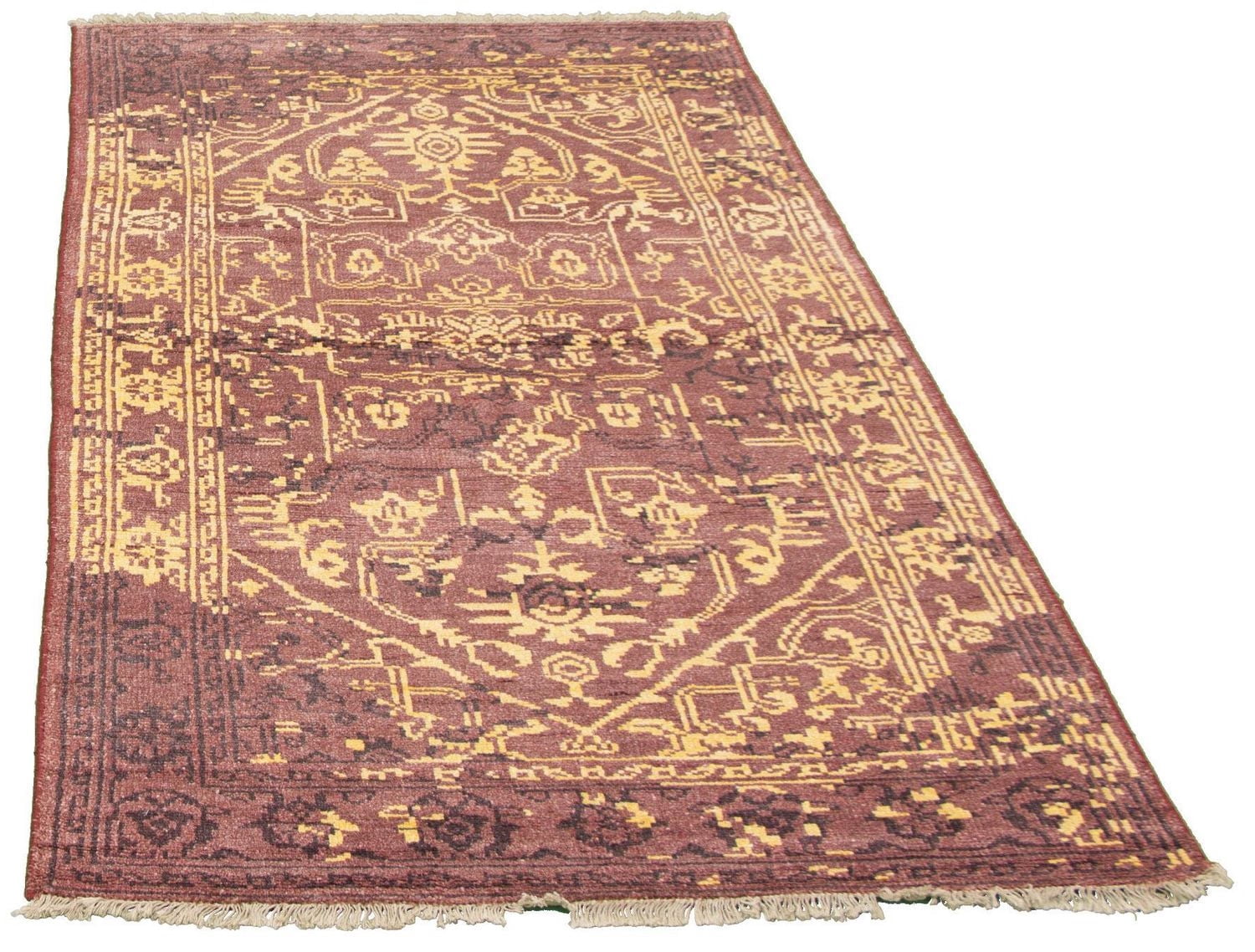 ECARPETGALLERY 4'7" x 7'11" Bordered Jules Oushak Hand-knotted Area Rug for Living Room, Dining Room and Bedroom in Red