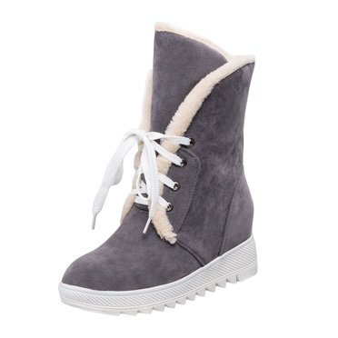 RKSTN Bottes d'Hiver pour Femmes à Lacets Chaussures Unies Décontractées Chaudes Bottines d'Hiver Bottes de Neige Chaussures