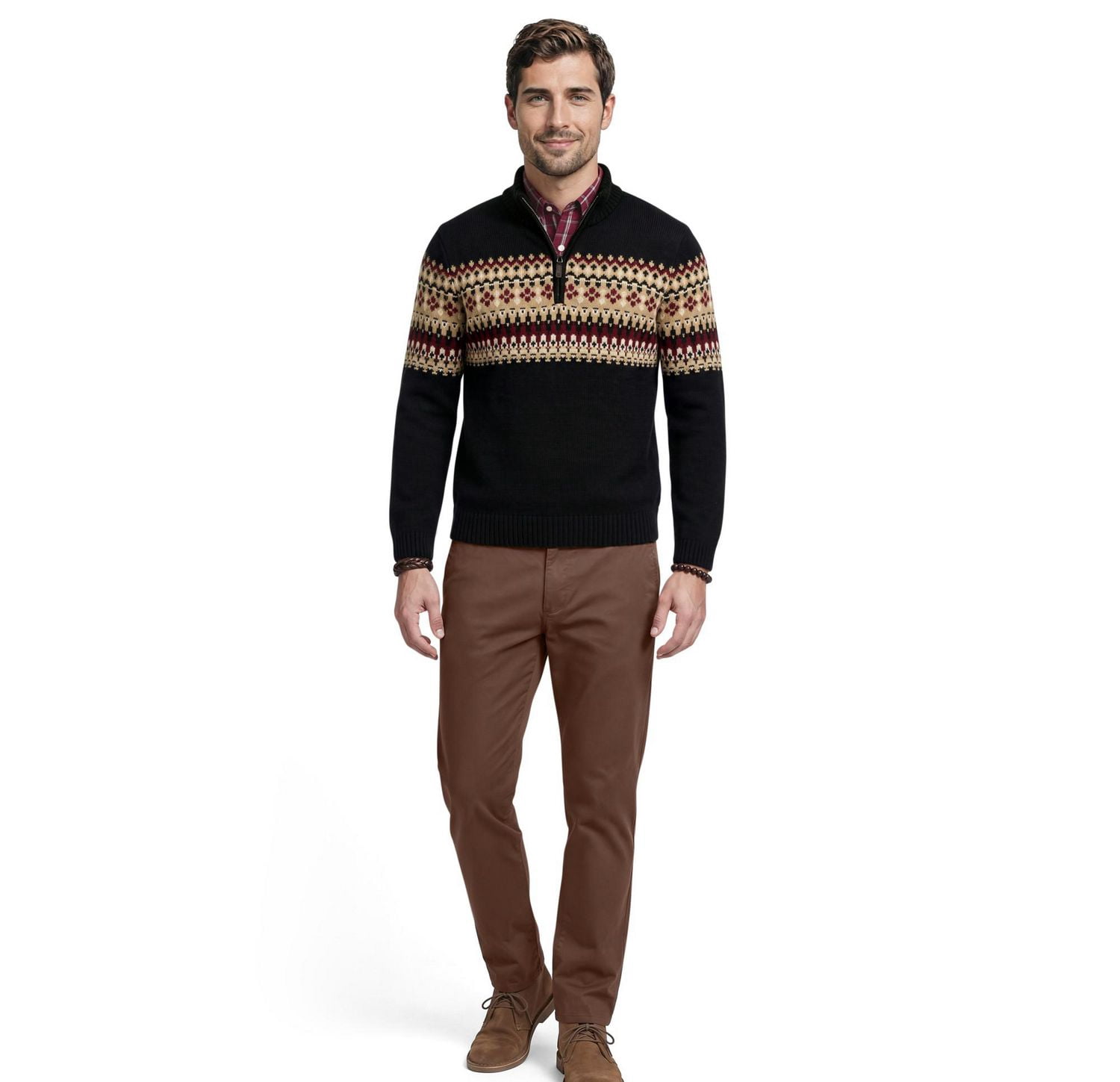 Chandail quart de zip Fair Isle pour homme IZOD, Tailles P-XXL