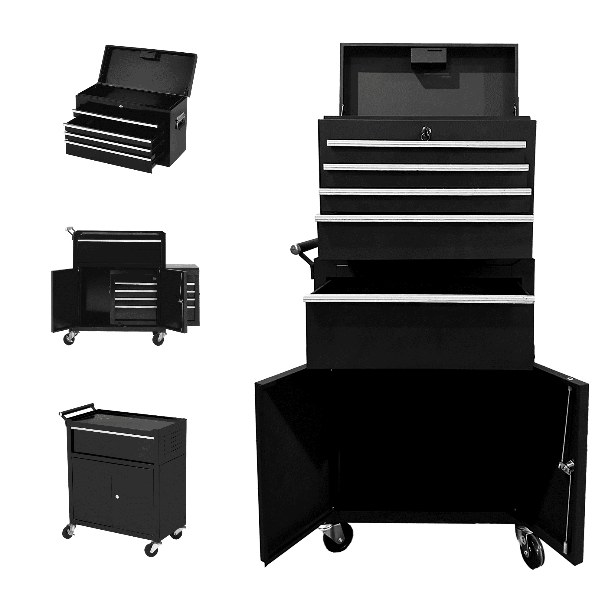 Rolling Tool Chest with Detachable Top Toolbox, 5-Drawer Tool Storage Cabinet Cart with 4 Wheels, Rust Resistant & Heavy Duty for Garage Workshop