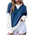 thumbnail image 4 of Posijego Ensemble de Survêtement pour Femmes 2 Pcs à Blocs de Couleur Col Rond Chandail Chandails en Molleton Pantalons Tenues de Détente, 4 of 7