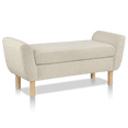 thumbnail image 1 of Bouclair Oatmeal Fabric and Wood Bench, 1 of 7