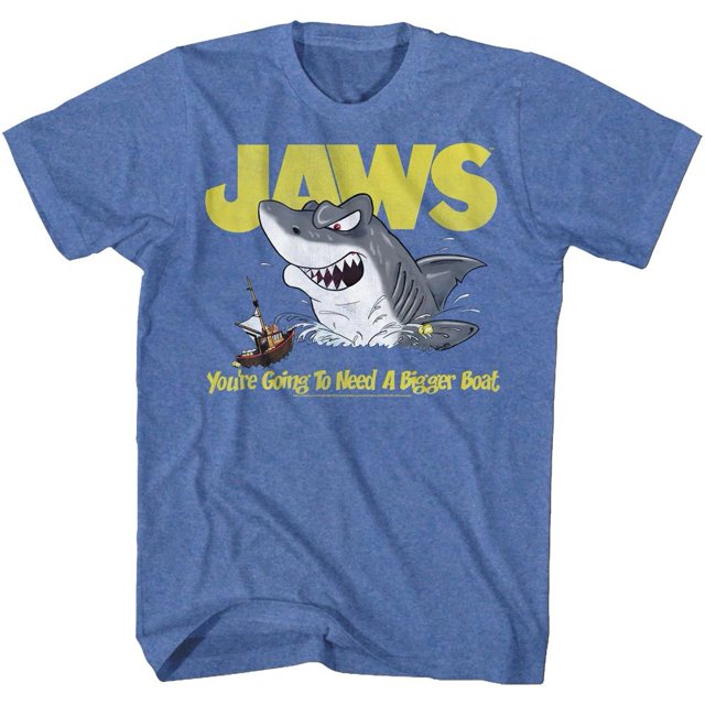 Jaws Cartoon Jaws Retro Royal Heather Adult T-Shirt Tee
