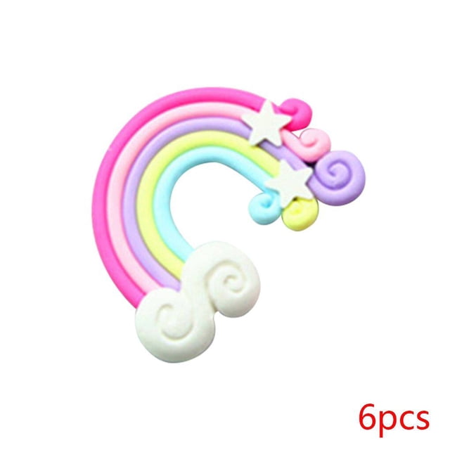 6pcs Rainbow Decoration Candy Color Stars Clouds Soft Pottery Decoration Rainbow Rainbow DIY