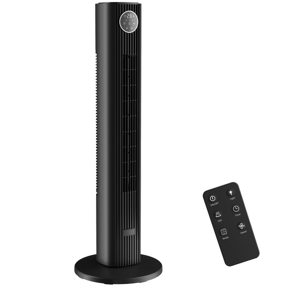 HOMCOM 28dB Tower Fan for Bedroom, 26 ft/s Velocity Standing Fan, Black