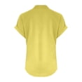 thumbnail image 3 of 2025 Women Spring Summer Clothing one Sleeve Shirts for Women Solid Button Back Ruffled Summer Tops for Women Trim Blouse Casual Short Long Sleeve Summer Shirts Sleeve Blouse, 3 of 4