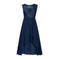 thumbnail image 4 of EGNMCR Robes de Soirée pour Femmes, Robes Formelles pour Femmes, Robes de Cocktail pour Femmes Femmes Unies Sans Manches Col Rond Dentelle Mousseline Maille Taille Robes de Fête Jupe en Mousseline pour Femmes, 4 of 5