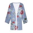 thumbnail image 4 of Pisexur Veste pour Femmes, Cardigans à devant Ouvert, Manteaux Trench, Vestes d'Automne, Chemise Ample Décontractée pour Femmes à Manches 3/4 Imprimée, Hauts, Cardigan, 4 of 5