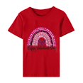 thumbnail image 4 of Meichang Hauts pour Femmes Tendance T-Shirt de la Saint-Valentin Hauts Mignons Imprimé Cœur Hauts de Fête Manches Courtes Décontracté Col Rond Chandail T-Shirts Blouses, 4 of 5