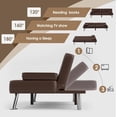 thumbnail image 3 of Homall Canapé-Lit Futon en Similicuir Canapé Moderne Convertible Inclinable Pliant avec 2 Porte-Gobelets, Brun, 3 of 6
