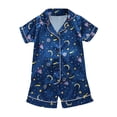 thumbnail image 1 of Trolimons Pyjama à Manches Courtes Respirant de Printemps pour Fille, Bleu Foncé, 1 of 4