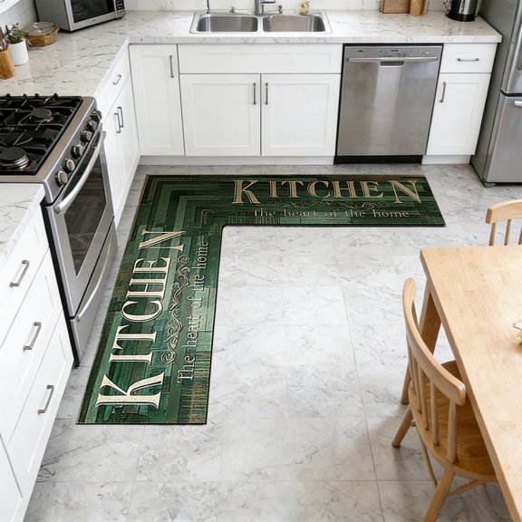 Fridja Décoration Intérieure Tapis de Cuisine Imprimé 47,2 Po en L Antidérapant Absorbant Tapis de Sol pour Zones de Salle à Manger Coin de Salle de Bain Tapis de Bain Revêtement de Sol Durable Accessoire Pratique pour la Maison Déco