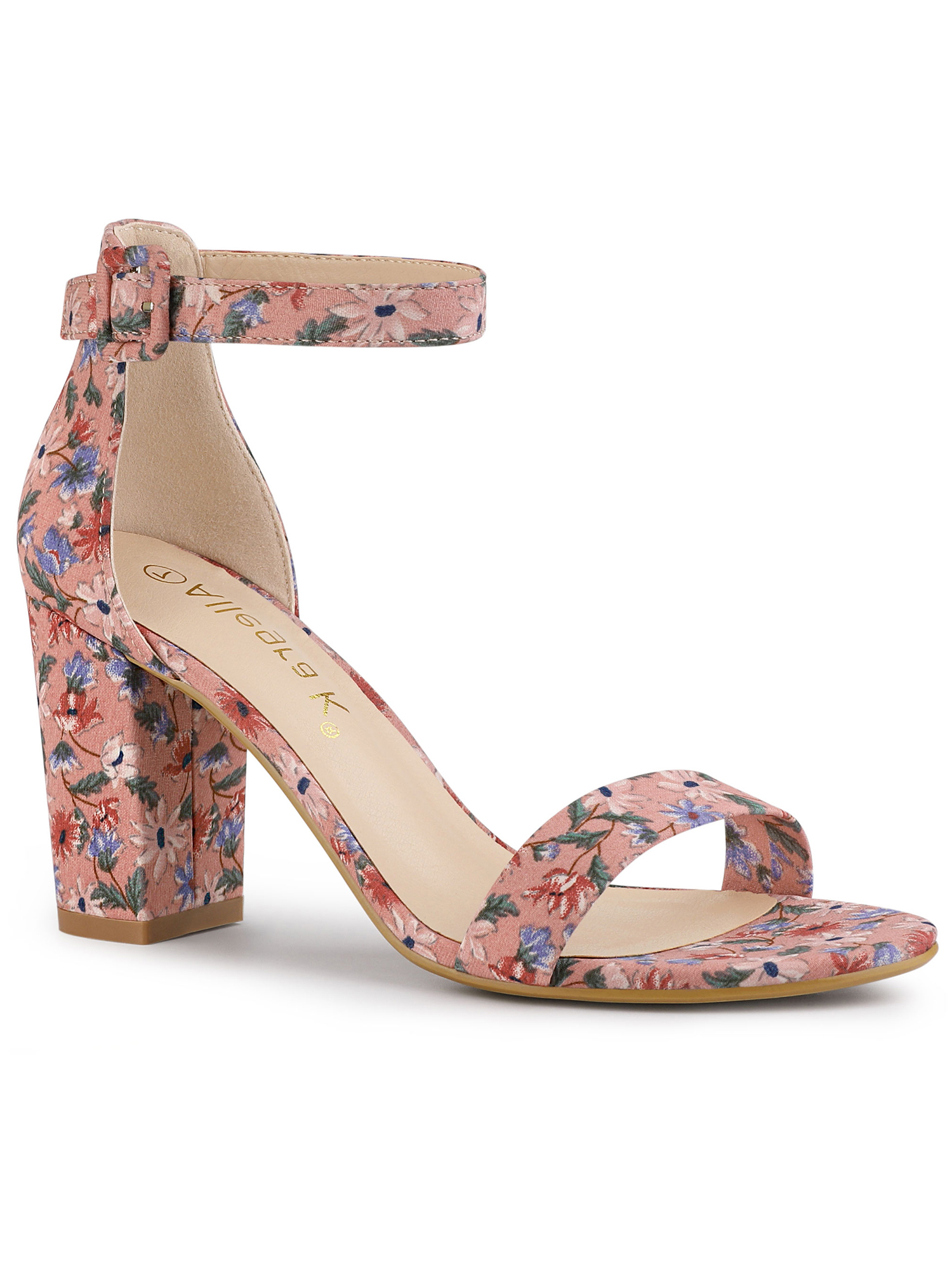 BLISSFUL STEP Women's Shoes Solid Color Open Toe Block High Heels Summer Sandals Pink Red 6.5