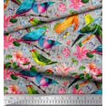 thumbnail image 3 of Soimoi Cotton Cambric Fabric Birds,Leaves & Lily Flower Print Fabric by The Yard 42 Inch Wide, 3 of 3