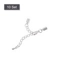 thumbnail image 3 of Unique Bargains 10Sets 4mm Leather Cord End Caps with Lobster Clasps & Extender Chain for DIY, Silver Tone, 3 of 7