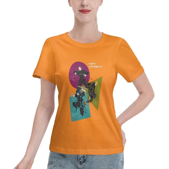 T-Shirt Basique à Manches Courtes pour Femmes Style de Rue Demon Slayer