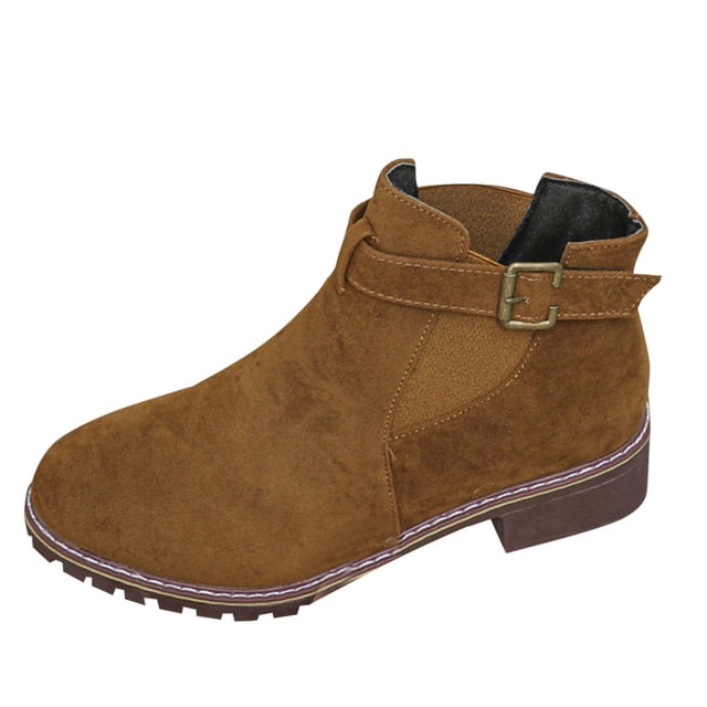 Wensltd Ankle Boots for Women Wide With Round Toe Short Booties with Side Zipper Fall Winter Suede Boots