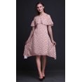 thumbnail image 3 of Bimba Pink Leaves Printed Womens Cold Shoulder Tunic Party Round Neck Shift Dress - Small, 3 of 6