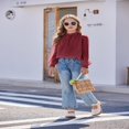 thumbnail image 4 of Pull-Over Blanc à Manches Longues pour Filles avec Manches à Volants Pois Suisses Haut Blouse Col Rond 5-12 Ans, 4 of 5