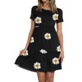 thumbnail image 3 of SMihono Robe d'Été Grande Taille pour Femmes 2023 Mode Décontractée Col Rond Couleur Unie Imprimée Manches Courtes, 3 of 6
