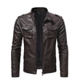 thumbnail image 1 of Jienlioq Men'S Leather Plus Fleece Jacket, Motorcycle Jacket, Warm Leather Jacket, 1 of 8
