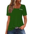 thumbnail image 1 of T-shirt à Boutons Col en V pour Femmes Manches Courtes Blouse Décontractée Ample Basique, 1 of 4