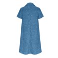 thumbnail image 5 of LOVZFMLL Robe à Pois pour Femme, Nouvelle Collection Printemps/été, Col à Manches Courtes, Longueur Genou, Bleu, 2TG, 5 of 5