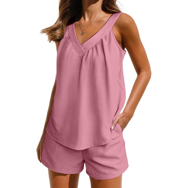 Gspmoly Hauts de Printemps pour Femmes, Mode Maison Décontractée pour Femmes de Pâques Imprimée et Pantalon Ensemble de Pyjama à Manches Courtes avec Poches T-Shirts pour Femmes Économies d'Été