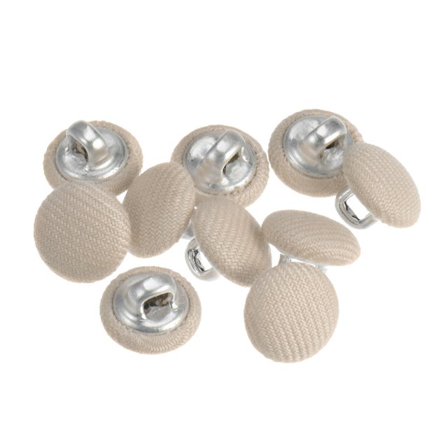 Unique Bargains 10pcs 16L Fabric Cloth Covered Button 10mm Round Metal Shank Sewing Buttons for Suits Dress Blouses, Beige