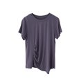 thumbnail image 2 of AherBiu T-Shirts à Col Rond pour Femmes, Coupe Ample, Plissés, T-Shirts Unis, Été, Décontractés, Extensibles, Confortables, Doux, 2 of 4