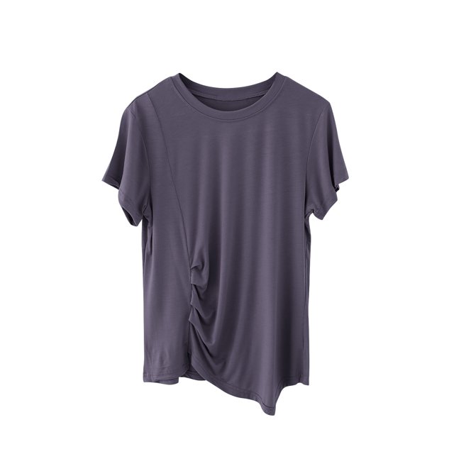 Birdeem Womens Round Neck Not Irregular Solid Color Short Sleeved Loose T-Shirt Short Sleeved Round Neck Top/Shirt