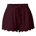 thumbnail image 1 of Timegard Plus Size Shorts for Women Wide Leg Elastic Waisted Drawstring Lace Ruffle Solid Color Casual Shorts, 1 of 5