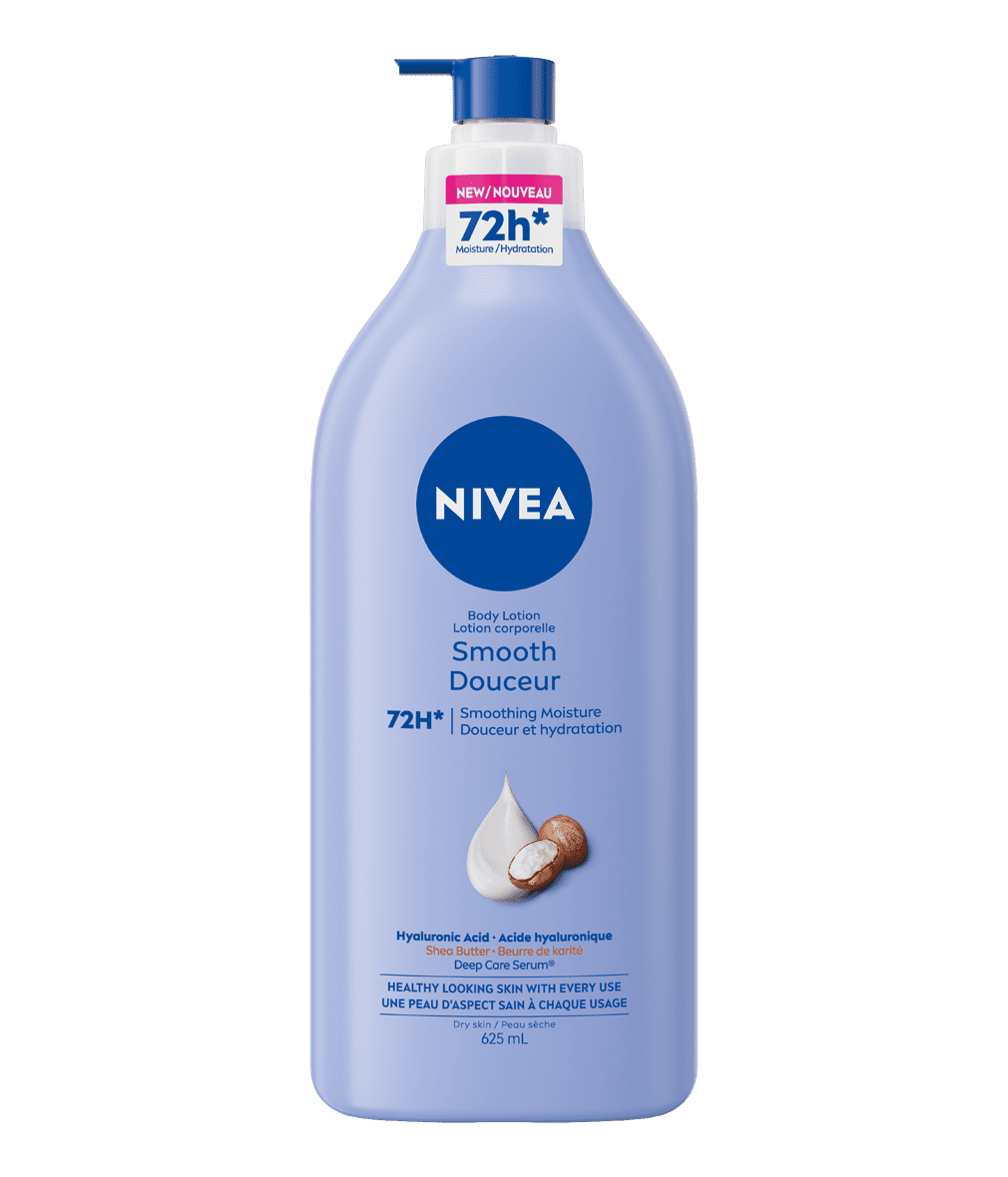 NIVEA Smooth 72-Hr Moisturizing Body Lotion for Dry Skin with Hyaluronic Acid, 625 mL
