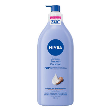 NIVEA Smooth 72-Hr Moisturizing Body Lotion for Dry Skin with Hyaluronic Acid, 625 mL