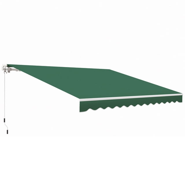 Outsunny Retractable Awning Manual Sun Shade Shelter Green