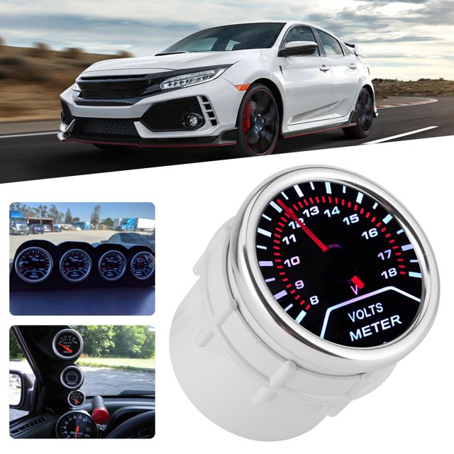 Car Voltmeter, LED Display Digital Voltmeter 52mm 12V Black Professional For Truck For 12V Car