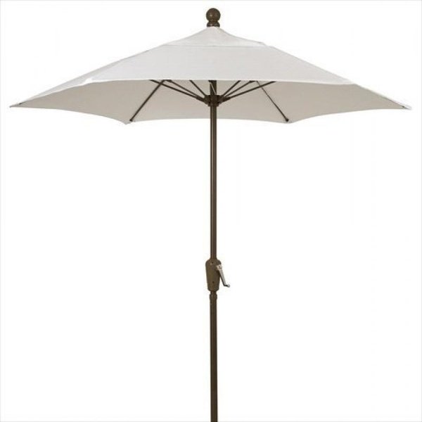 9' Oct Home Patio Tilt Umbrella 8 Rib Crank White with Natural spun acrylic canopy