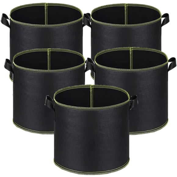 Nvzi Lot de 5 Sacs de Culture de 20 Gallons, Robustes, Épaissis en Tissu Non Tissé, Pots, Sacs de Culture pour Plantes avec Poignées, pour l'Entraînement des Plantes à Faible Stress, Fruits, Légumes et Fleurs (Noir)