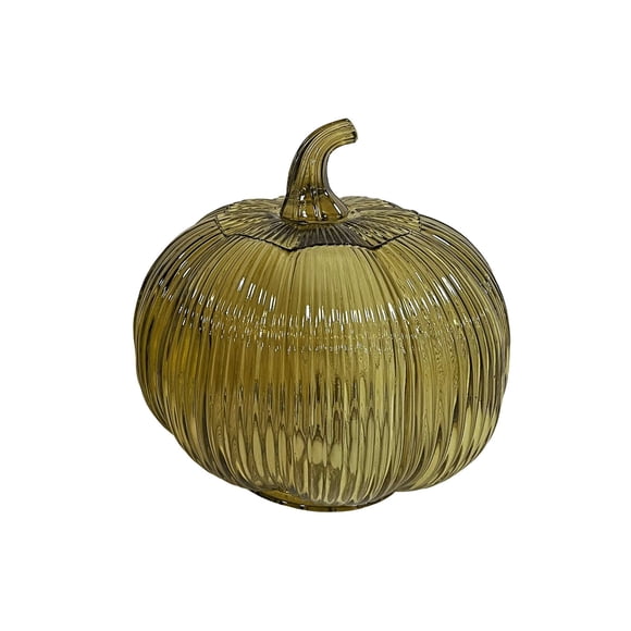 Way to Celebrate glass pumpkin decor, diameter 6 inches, green Color