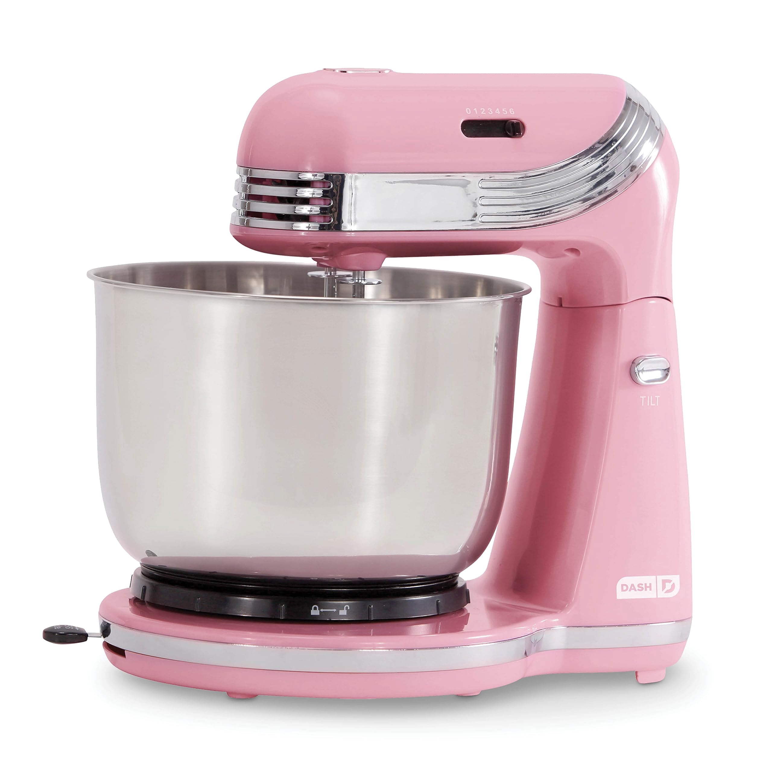 Dash Stand Mixer (Electric Mixer for Everyday Use): 6 Speed Stand Mixer with 3 Quart Stainless Steel Mixing Bowl, Dough Hooks & Mixer Beaters for Dre