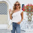 thumbnail image 4 of Zoeecloth Womens Tops Sleeveless Solid Color Round Neck Button Vest Tees Shirts Summer Casual Ruffled One Shoulder Vest Fashion Button Vest S-XXL, 4 of 7