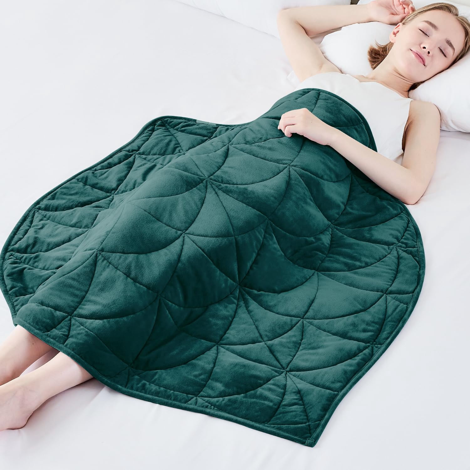 Weighted Lap Blanket 7 lbs for Adults, Luxury Soft Small Weighted Blanket, Compact Portable Weighted Lap Pad for Relaxation, Sleeping, Travel, All-Season Use, Forest Gre