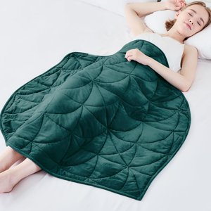 Weighted Lap Blanket 7 lbs for Adults, Luxury Soft Small Weighted Blanket, Compact Portable Weighted Lap Pad for Relaxation, Sleeping, Travel, All-Season Use, Forest Gre