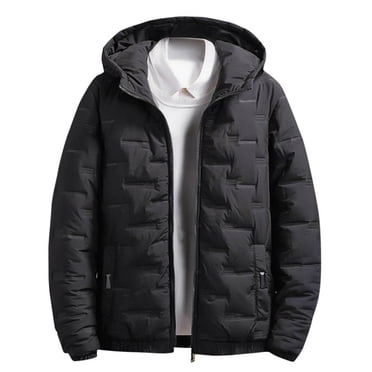 Pisexur Mens Puffer Jacket with Hood Long Sleeve Zipper Winter Jackets for Men Casual Lightweight Warm Down Jacket Plus Size Puffy Jacket Outerwear with Pockets M-5XL