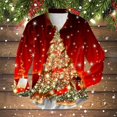 thumbnail image 2 of Kcodviy Chemise Habillée Homme Automne et Hiver Thème de Noël Manches Longues une Courte Chemise Col à Revers Tout Imprimé X Chemise Imprimée Chemise Boutonnée, 2 of 4