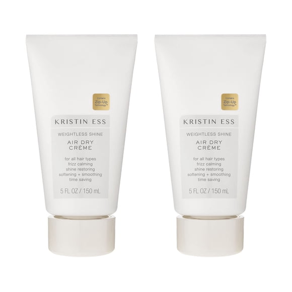 Kristin Ess Hair Weightless Shine Air Dry Cream - Ajoute de la Texture + de la Brillance, Calme les Frisottis, Adoucit + Lisse les Cheveux, Végane, Couleur + Sécuritaire à la Kératine, 5 fl oz (Lot de 2)