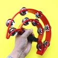 thumbnail image 3 of Tambourine Metal Half Moon Musical Instruments Double Metal Hand Held Instruments Percussion With Ergonomic Handle Grip Tambourines For Adults Tambourine Metal Hand Held Percussion, 3 of 3